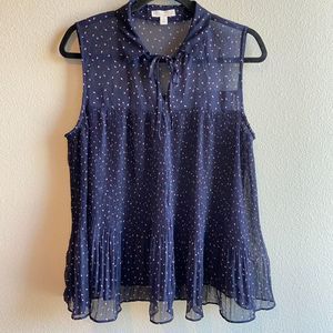 Lauren Conrad Pleated Sheer Dotted Tank
